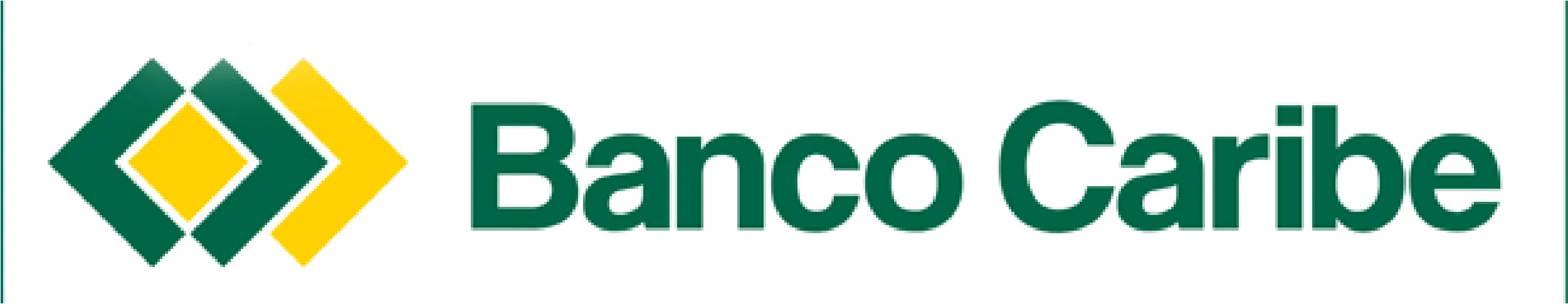 Logo de Banco caribe, letras en color verde